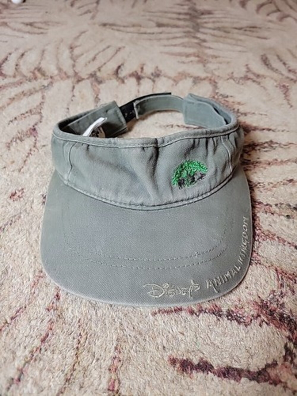2000 Animal Kingdom Adventure Visor Hat Disney World y2k Olive Green Adjustable